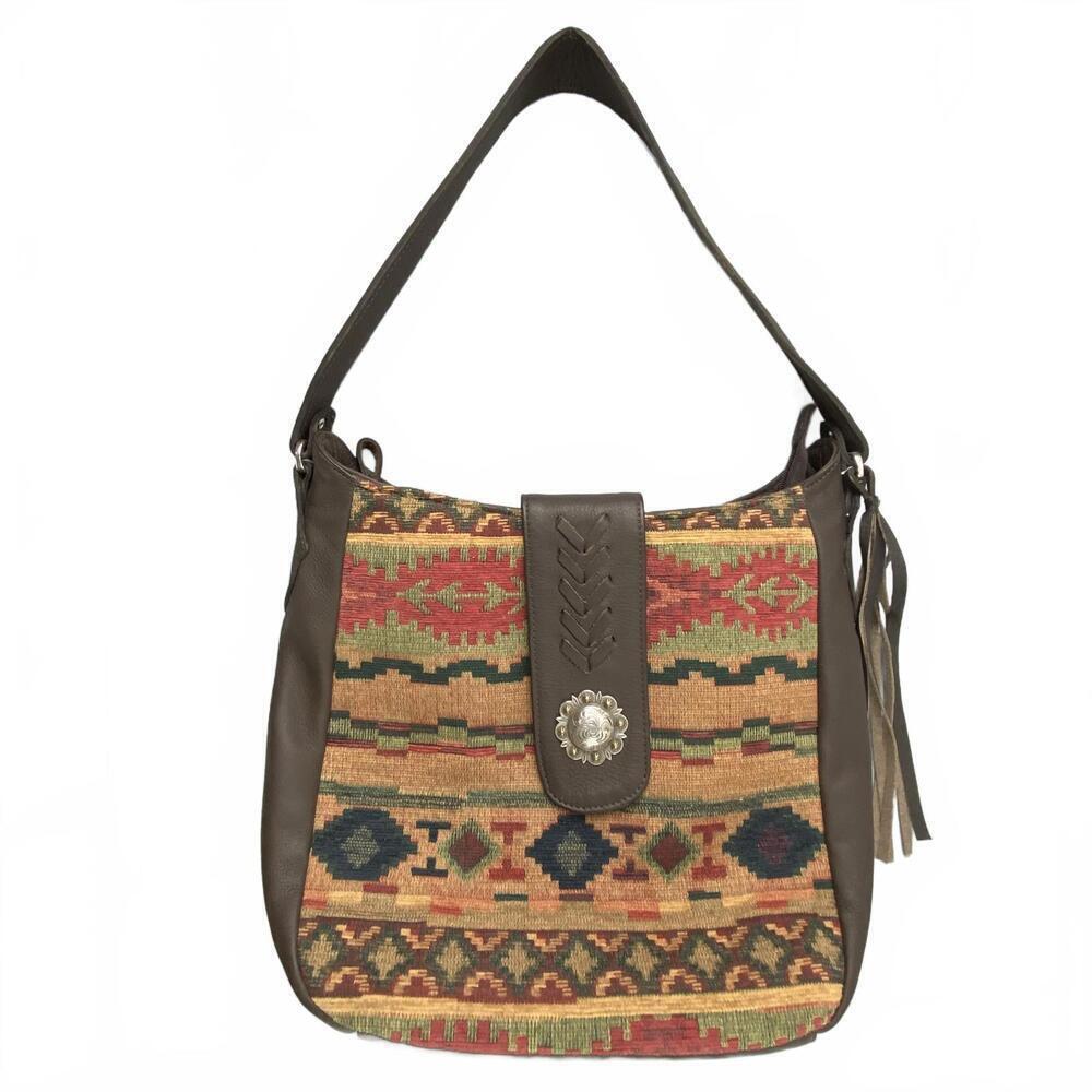 American West Santa Fe Tapestry Multi-Color SW Leather Handbag Bag